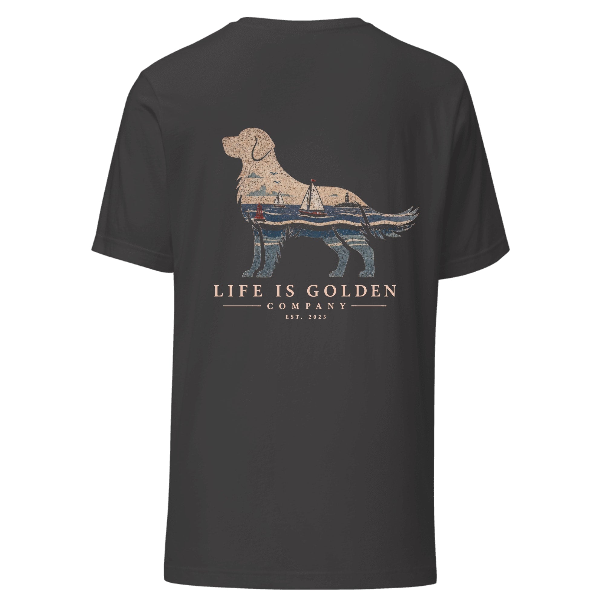 The Harborside Golden Tee — Dark Grey Heather
