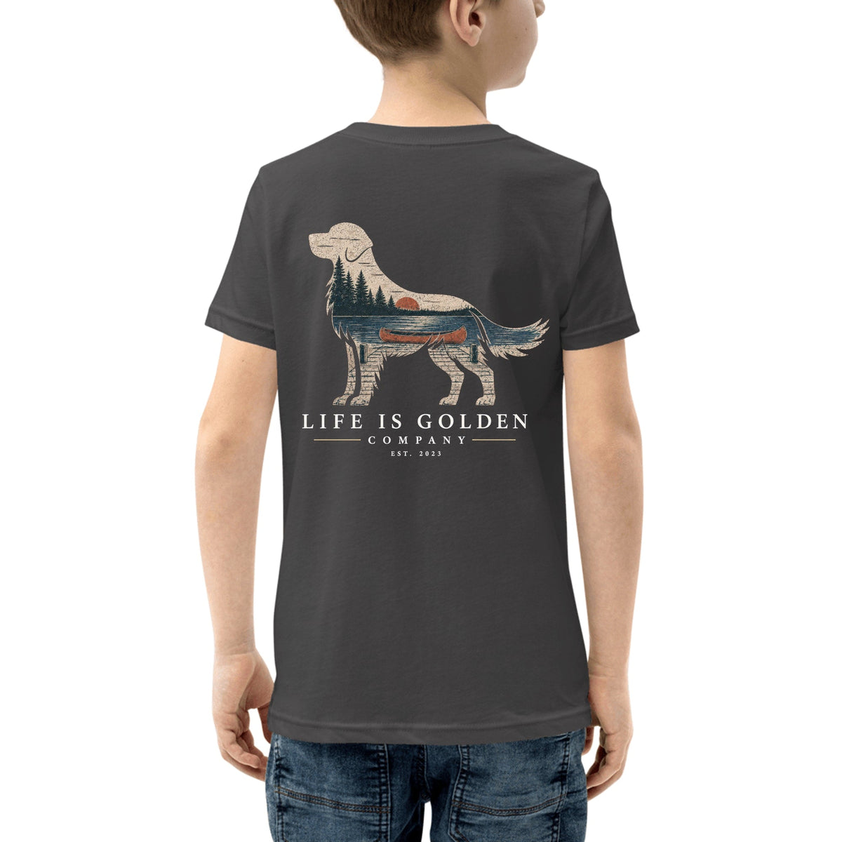 The Still Water Golden Youth Tee — Dark Grey Heather