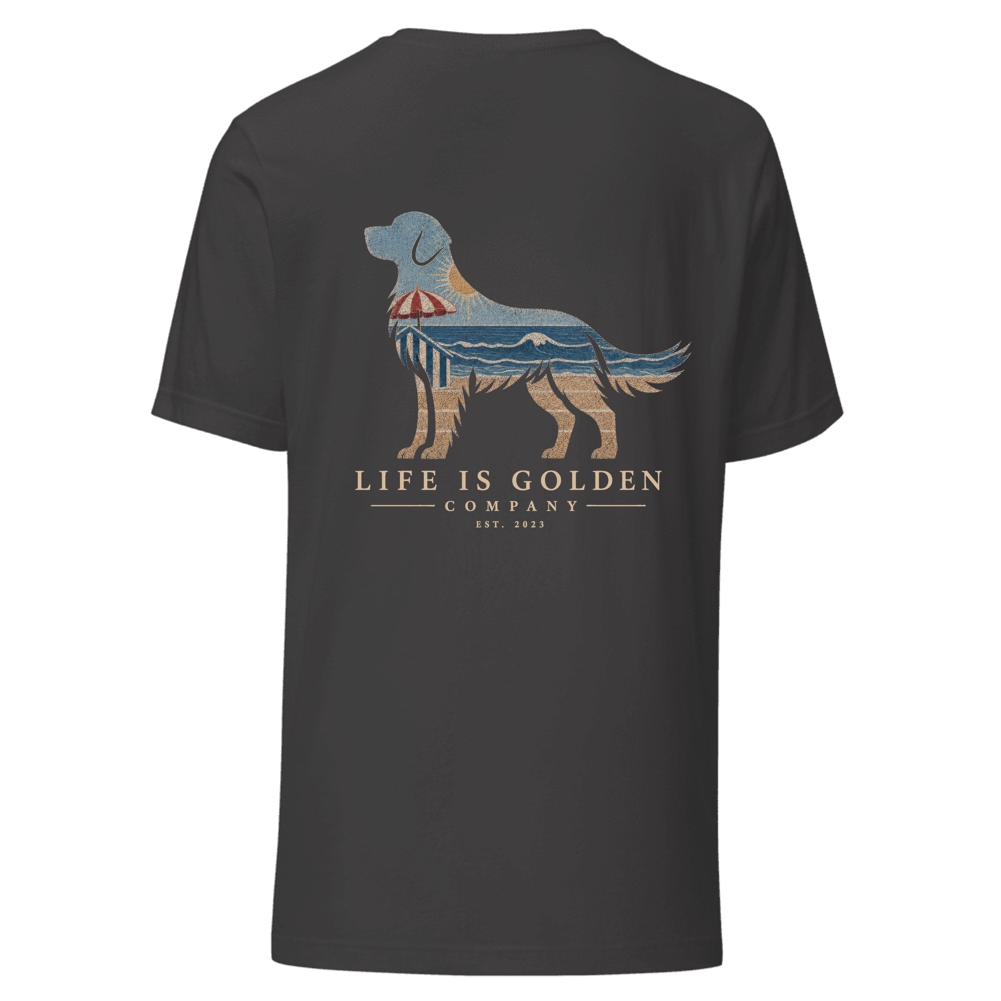 The Beach Day Golden Tee — Dark Grey Heather