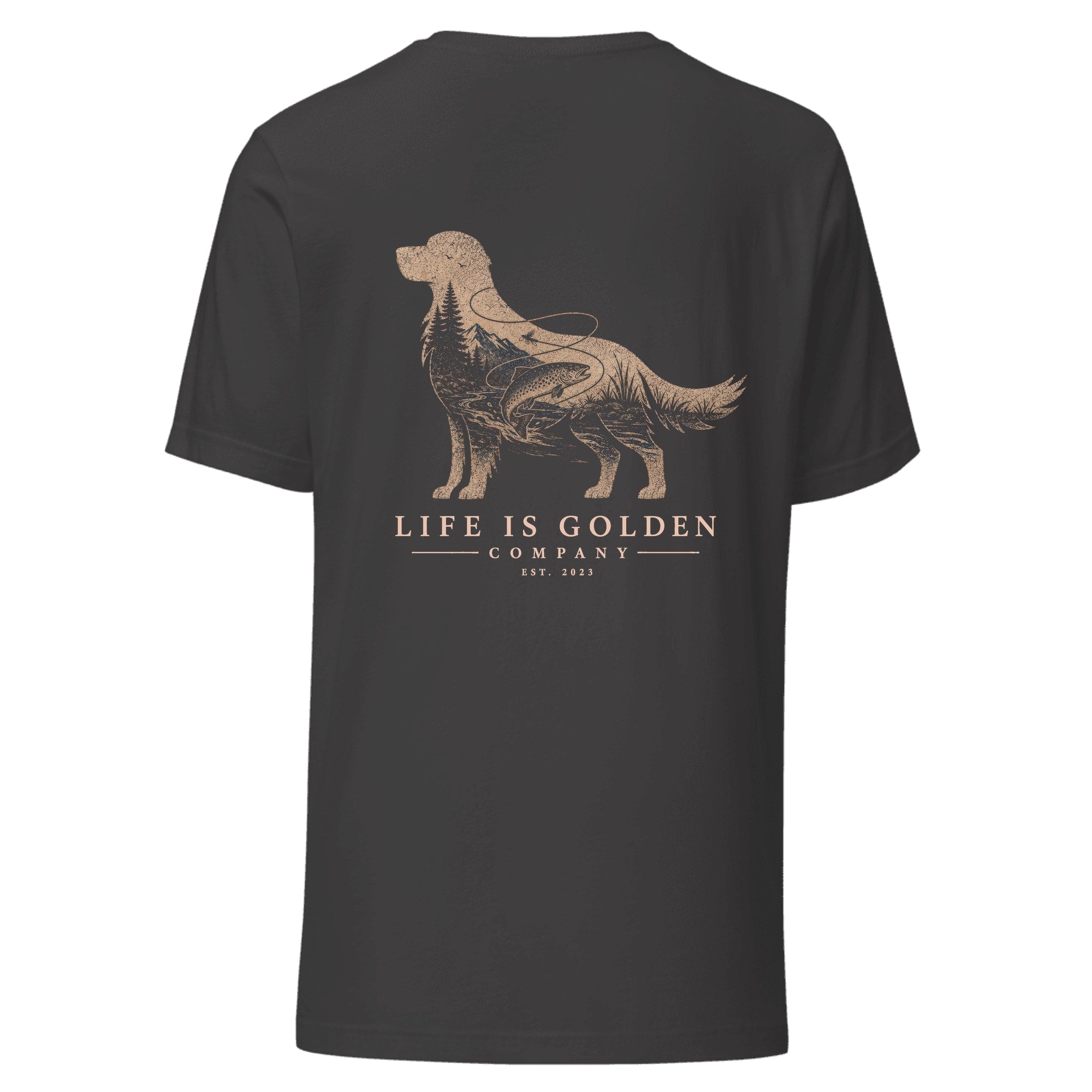 The Riverbend Golden Tee — Dark Grey Heather