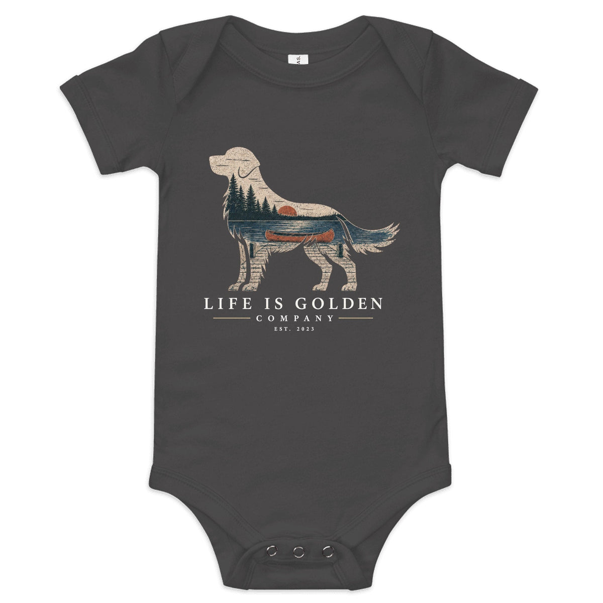 The Still Water Golden Onesie — Dark Grey Heather