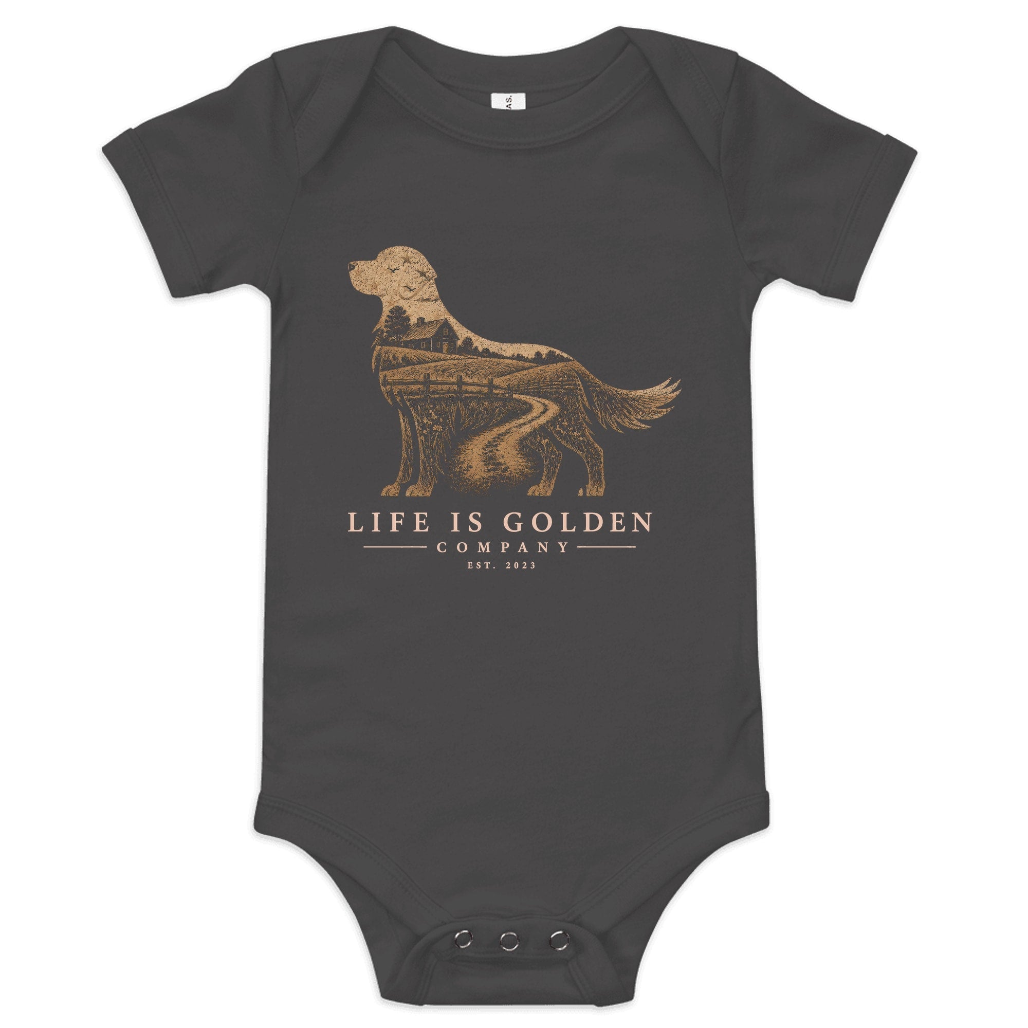 The Homestead Golden Onesie — Dark Grey Heather