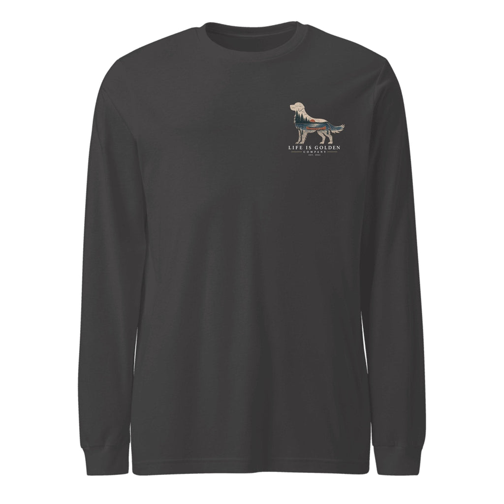 The Still Water Golden Long Sleeve — Dark Grey Heather (front)