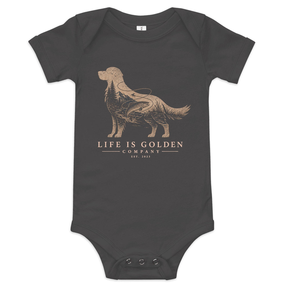 The Riverbend Golden Onesie — Dark Grey Heather