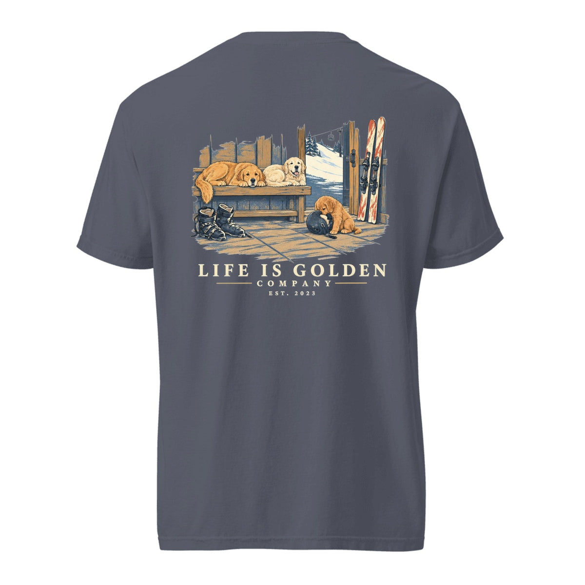 Last Run, Boots Off Heavyweight Tee — Denim