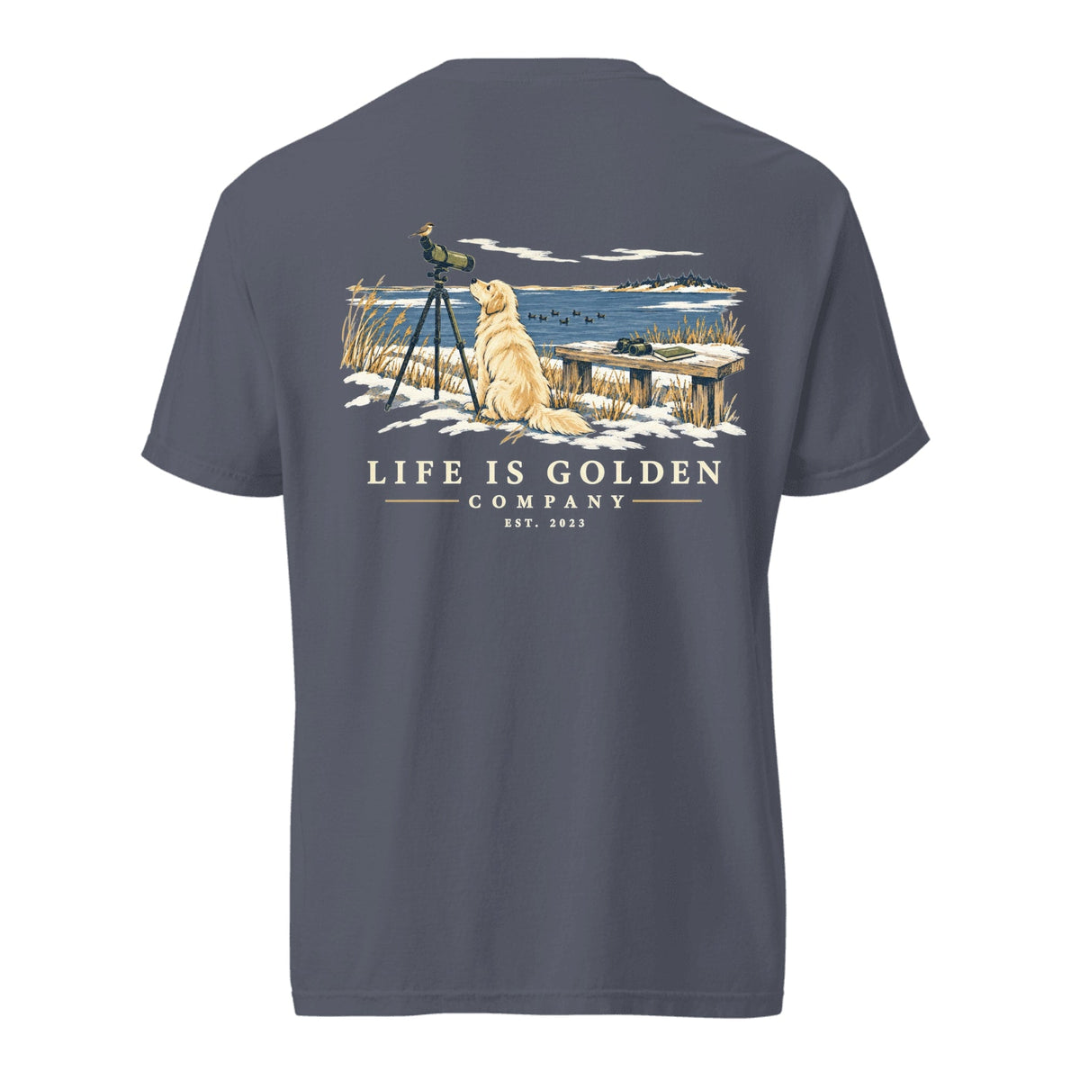 Winter Bird Count Heavyweight Tee — Denim