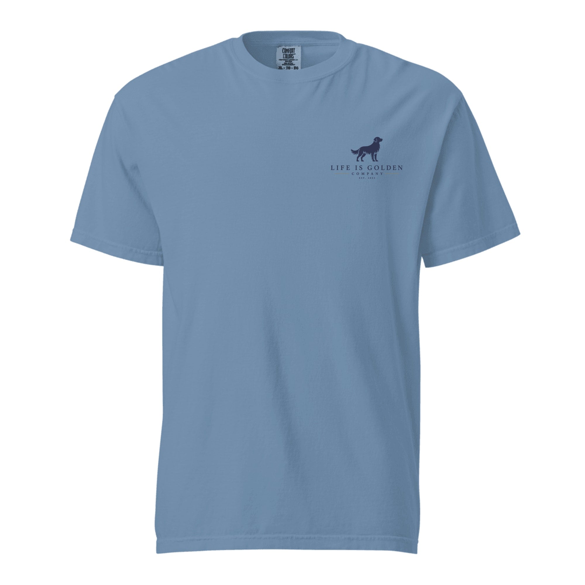 The Umbrella Line Heavyweight Tee — Denim (front)