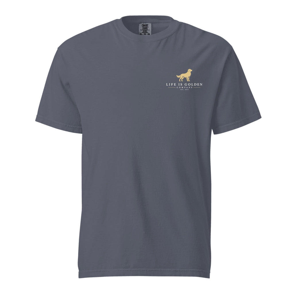 Last Run, Boots Off Heavyweight Tee — Denim (front)