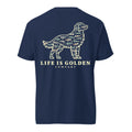 Fish Pattern Golden Heavyweight Tee — True Navy