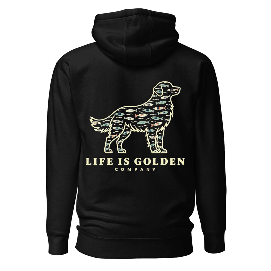 Fish Pattern Golden Hoodie — Black