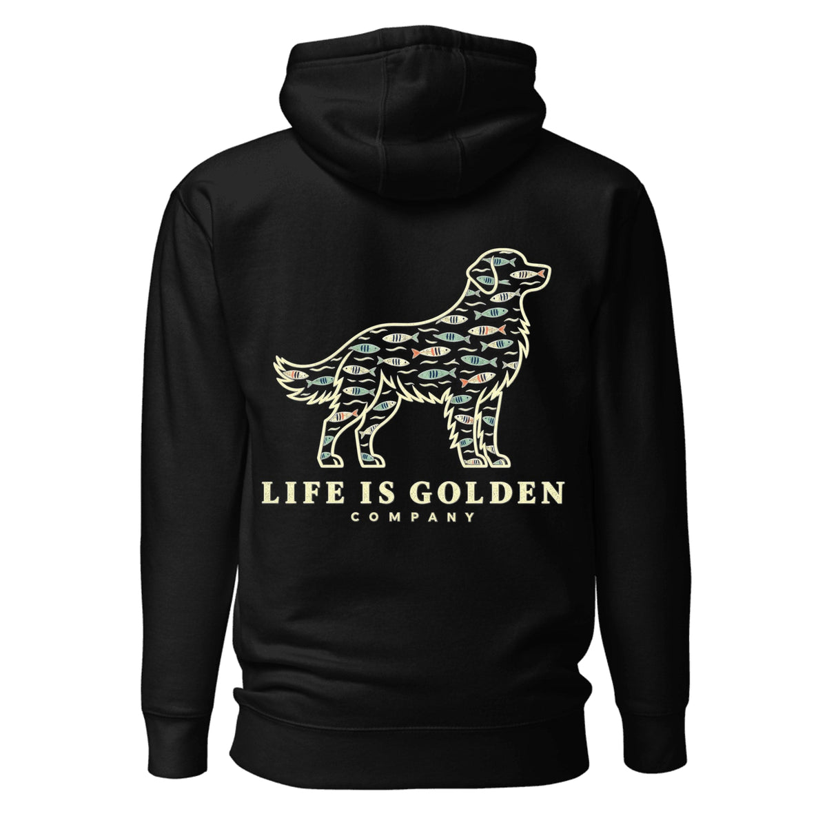 Fish Pattern Golden Hoodie — Black