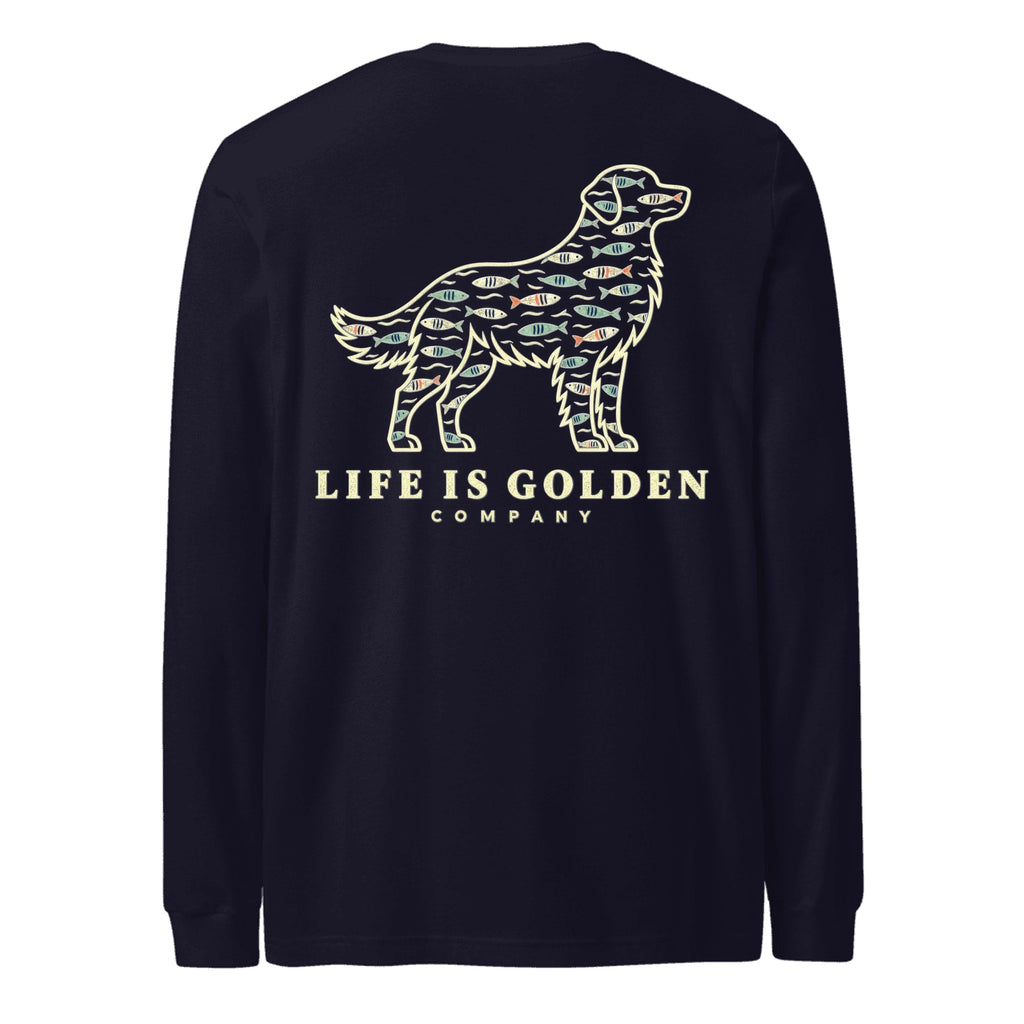 Fish Pattern Golden Long-Sleeve — Navy
