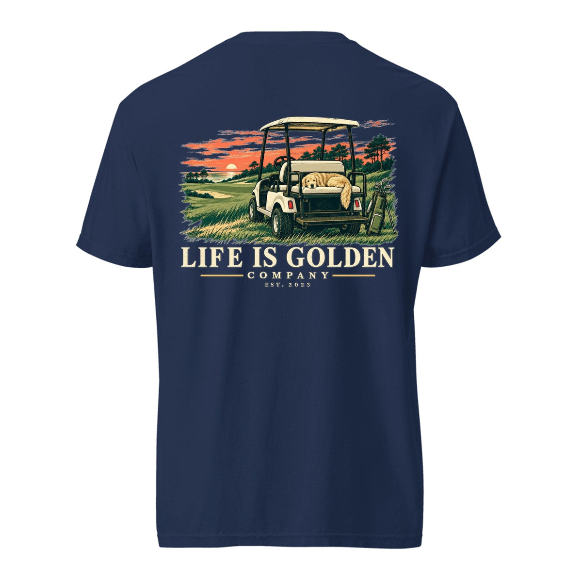 Sunset Cart Nap Heavyweight Tee — True Navy