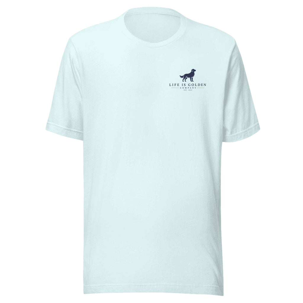 The Bench Boss Tee — Heather Ice Blue (front)