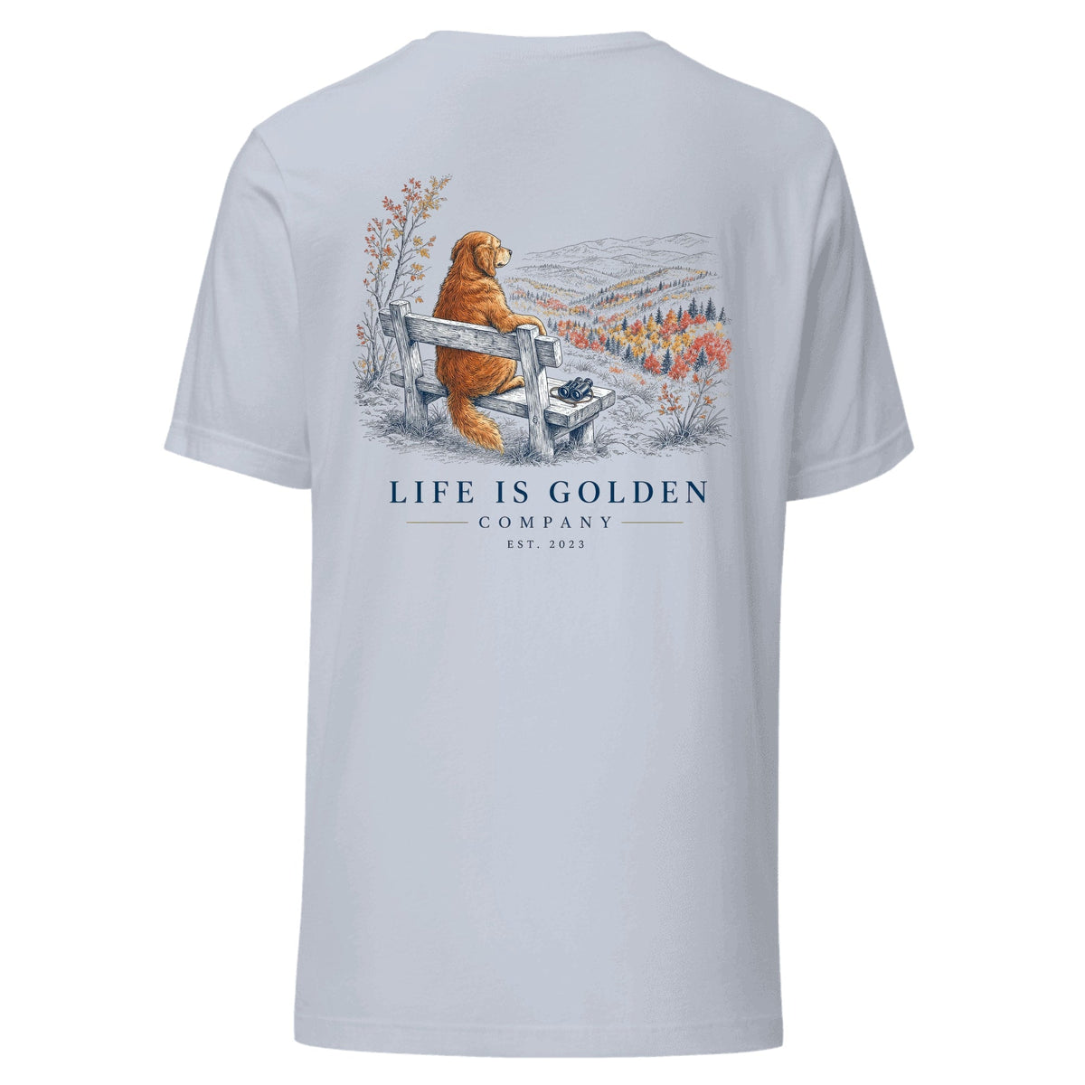The Leaf Peeper Tee — Light Blue