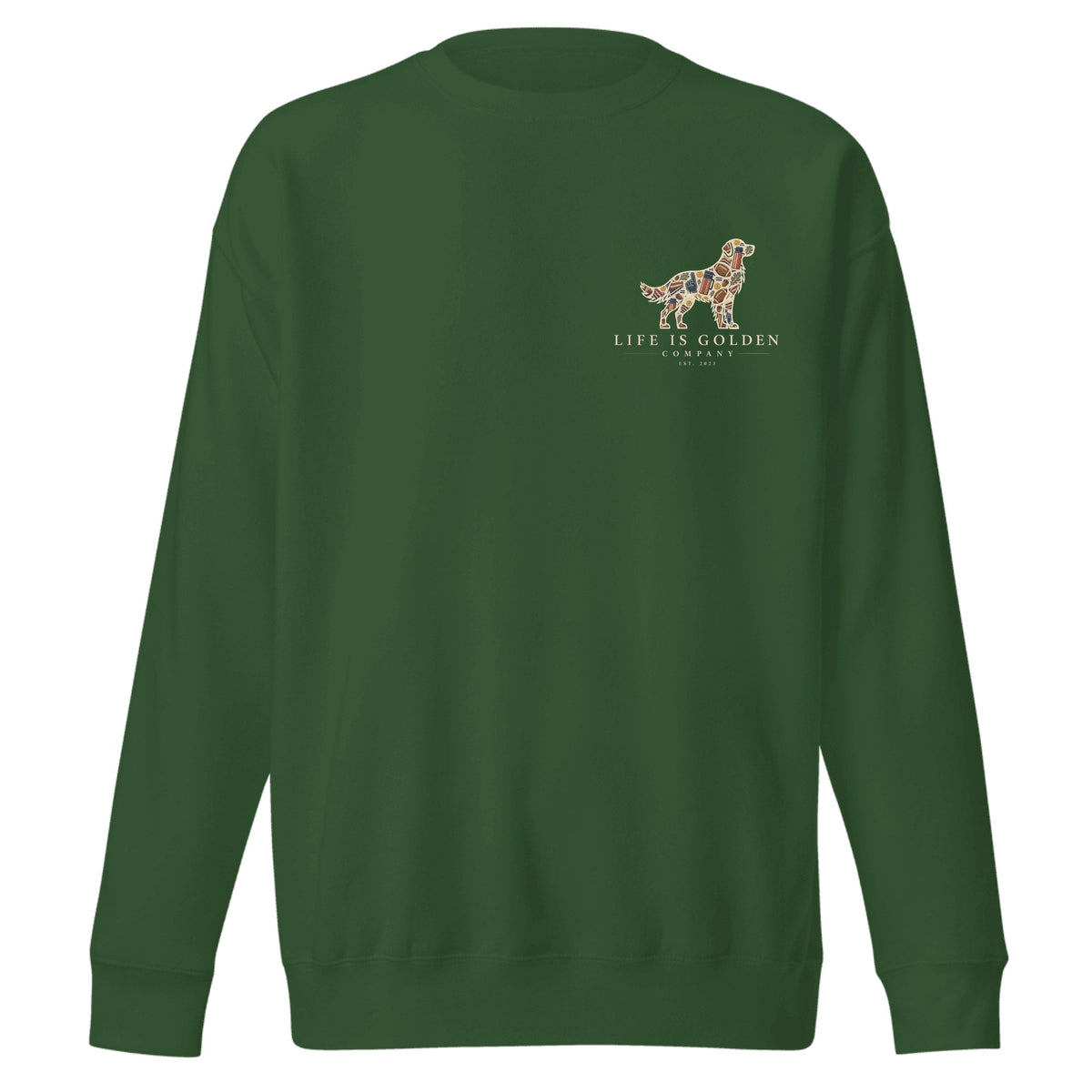 The Tailgate Crewneck — Forest Green (front)