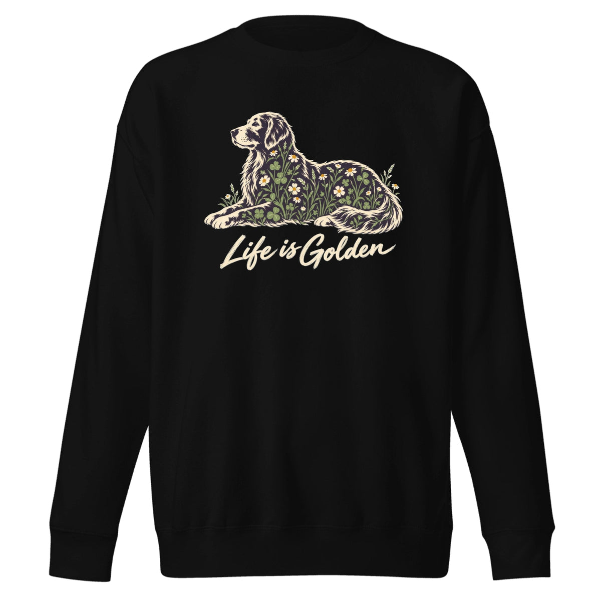 Wildflower Golden Crewneck — Black