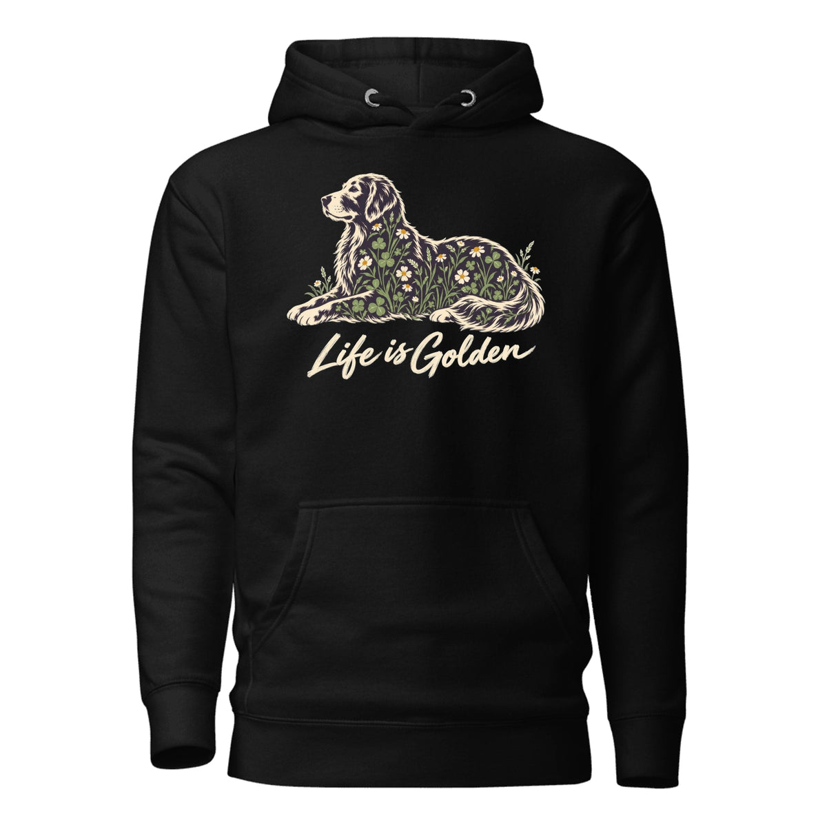 Wildflower Golden Hoodie — Black