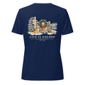 Wreath Greeter Women’s V-Neck — Heather Navy