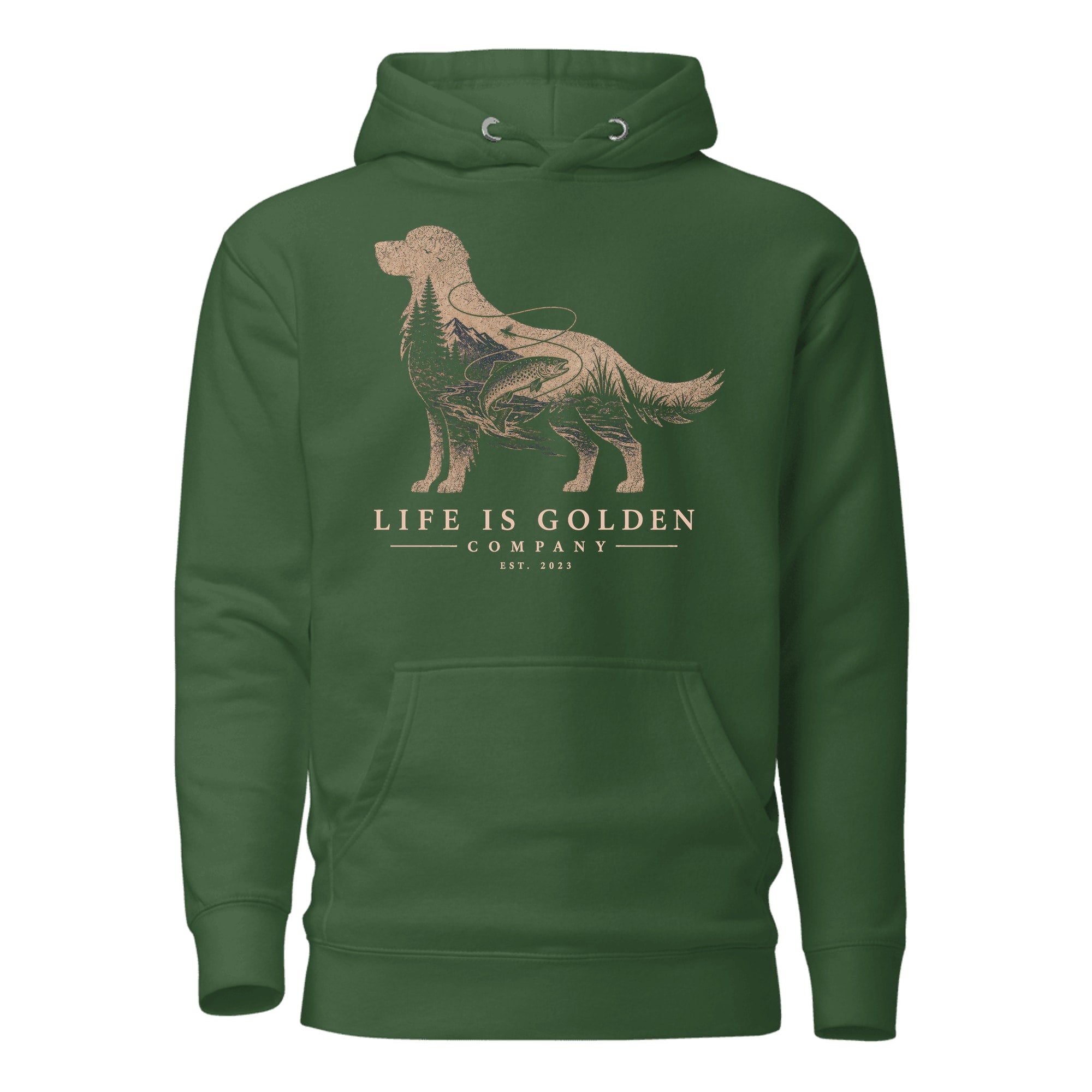 The Riverbend Golden Hoodie — Forest Green