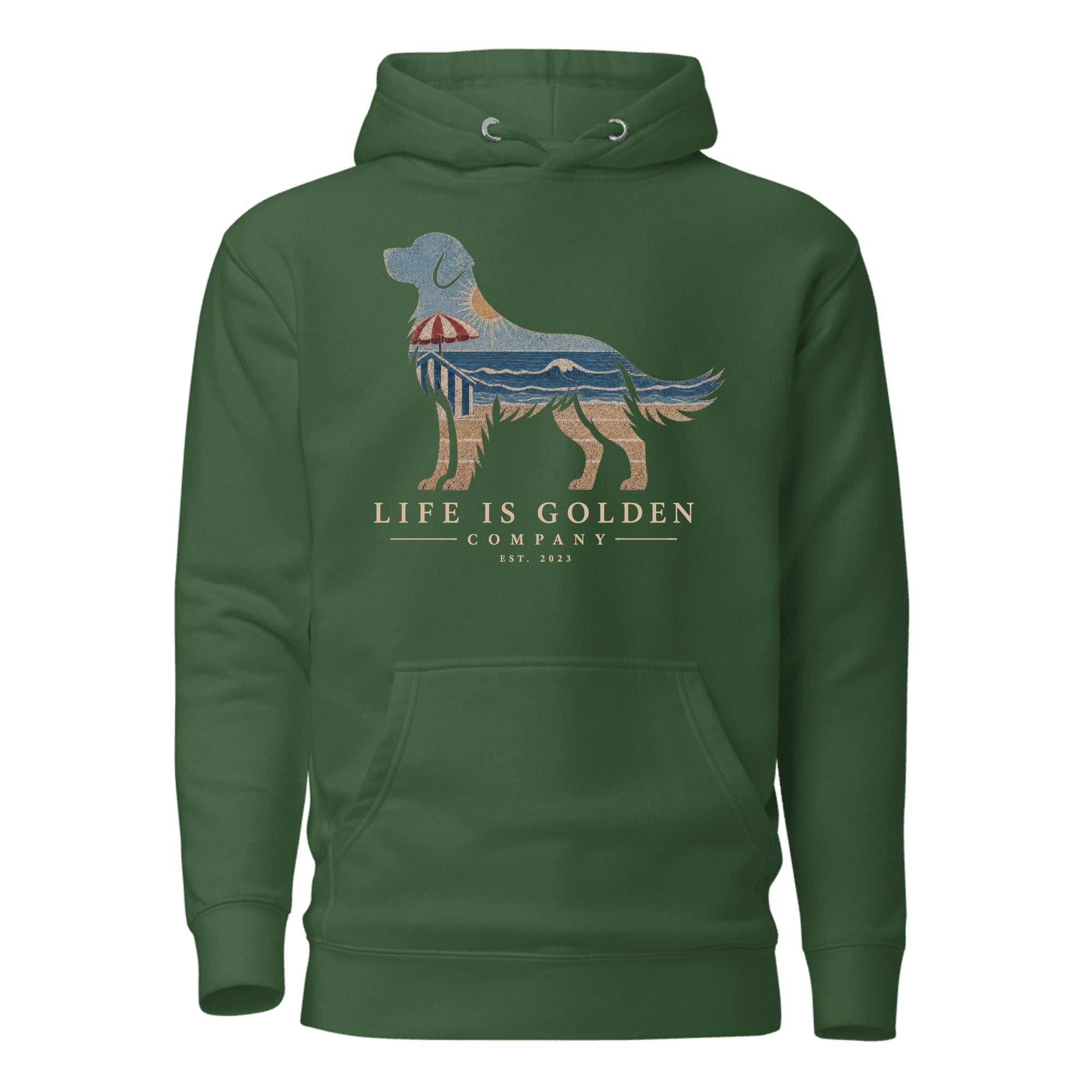 The Beach Day Golden Hoodie — Forest Green