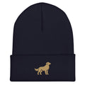 Golden Cuffed Beanie — Navy