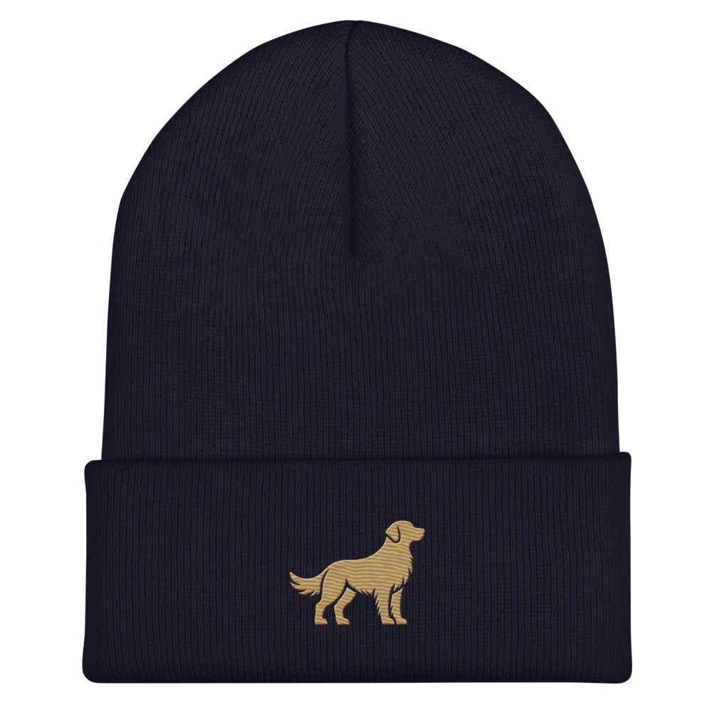 Golden Cuffed Beanie — Navy