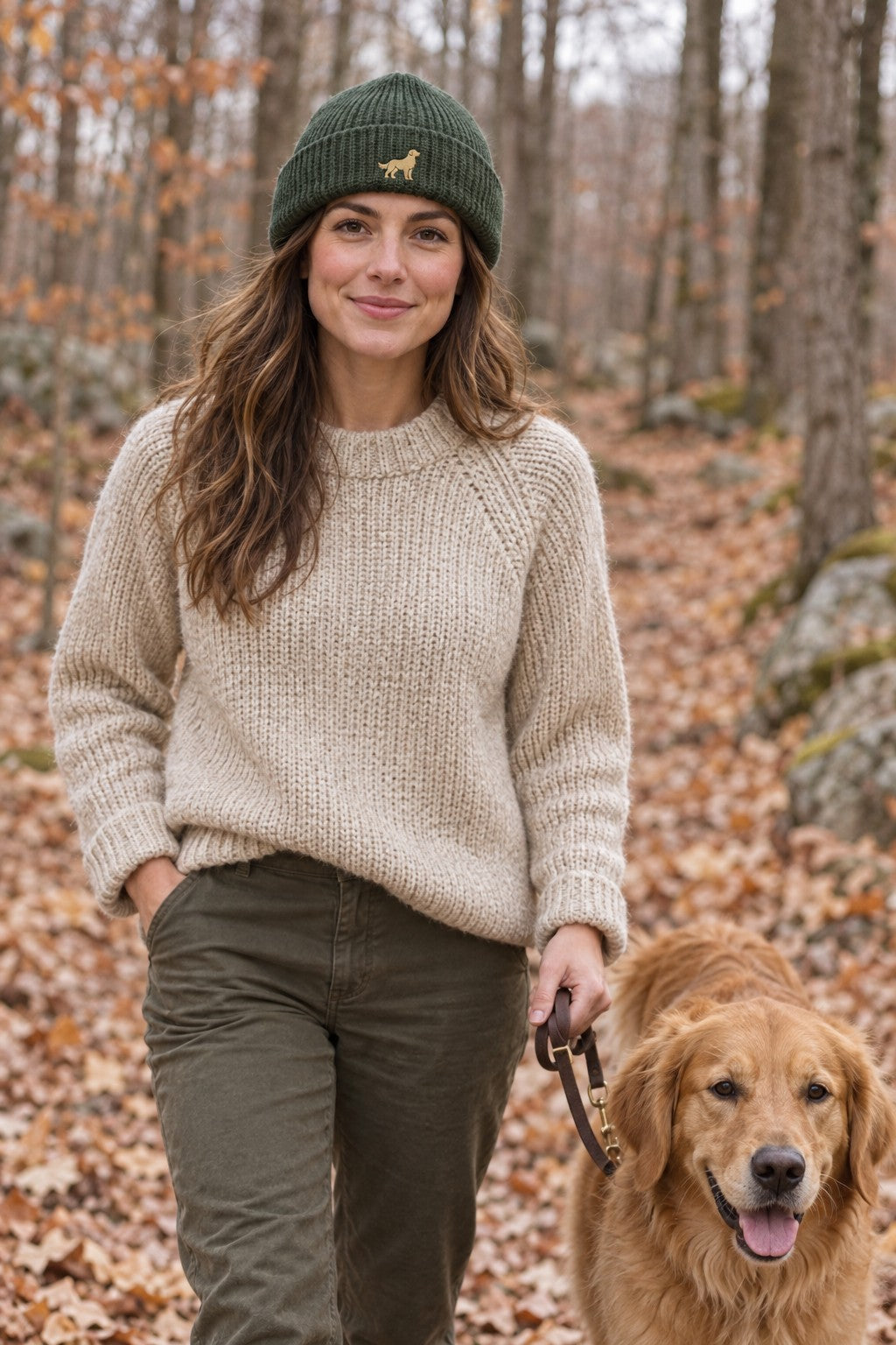 Golden Fisherman Beanie — autumn trail