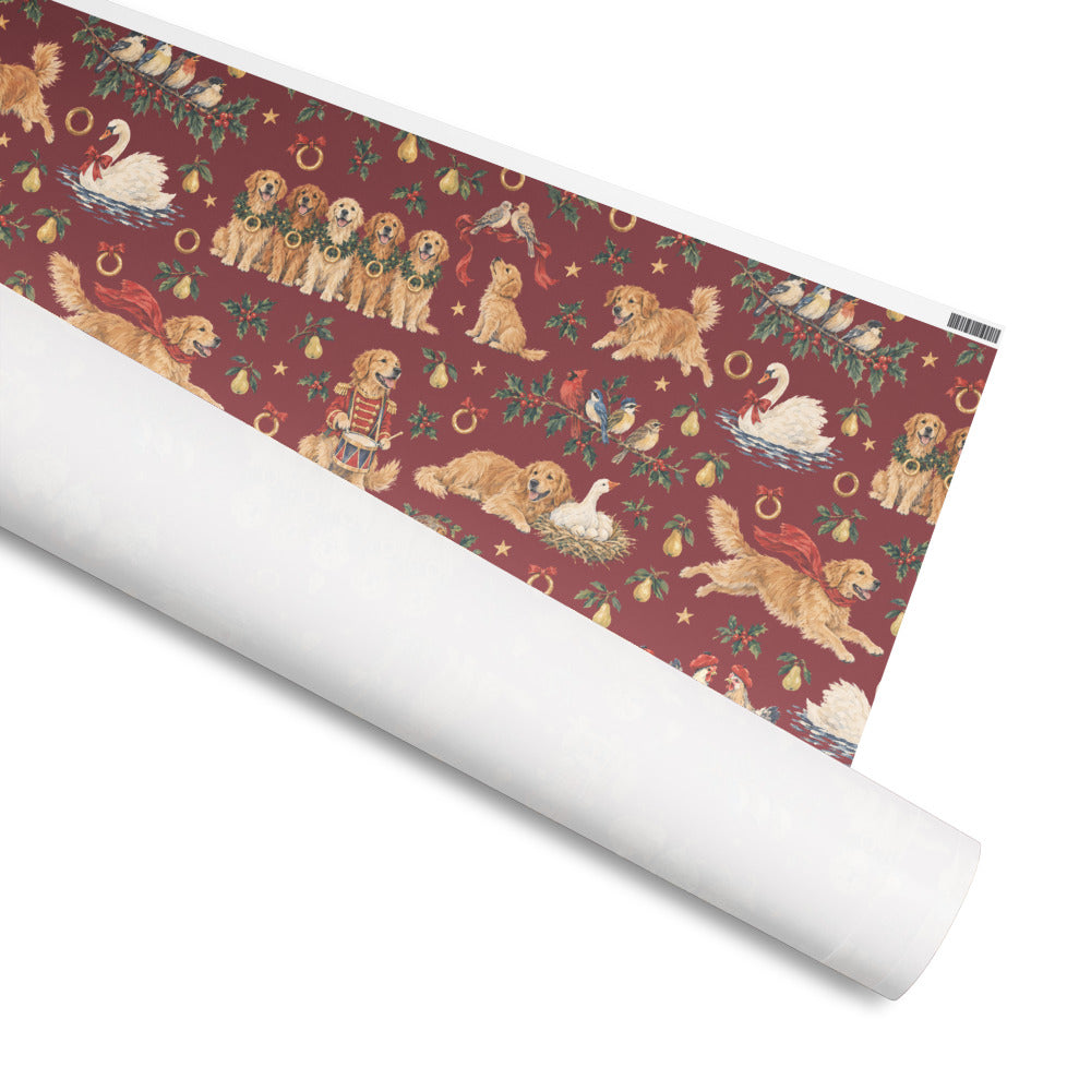 Five Golden Rings Wrapping Paper — rolled, printed side out