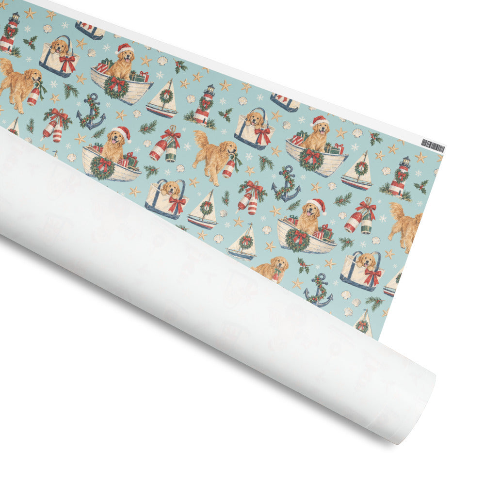 Holiday Harbor Wrapping Paper — rolled, printed side out