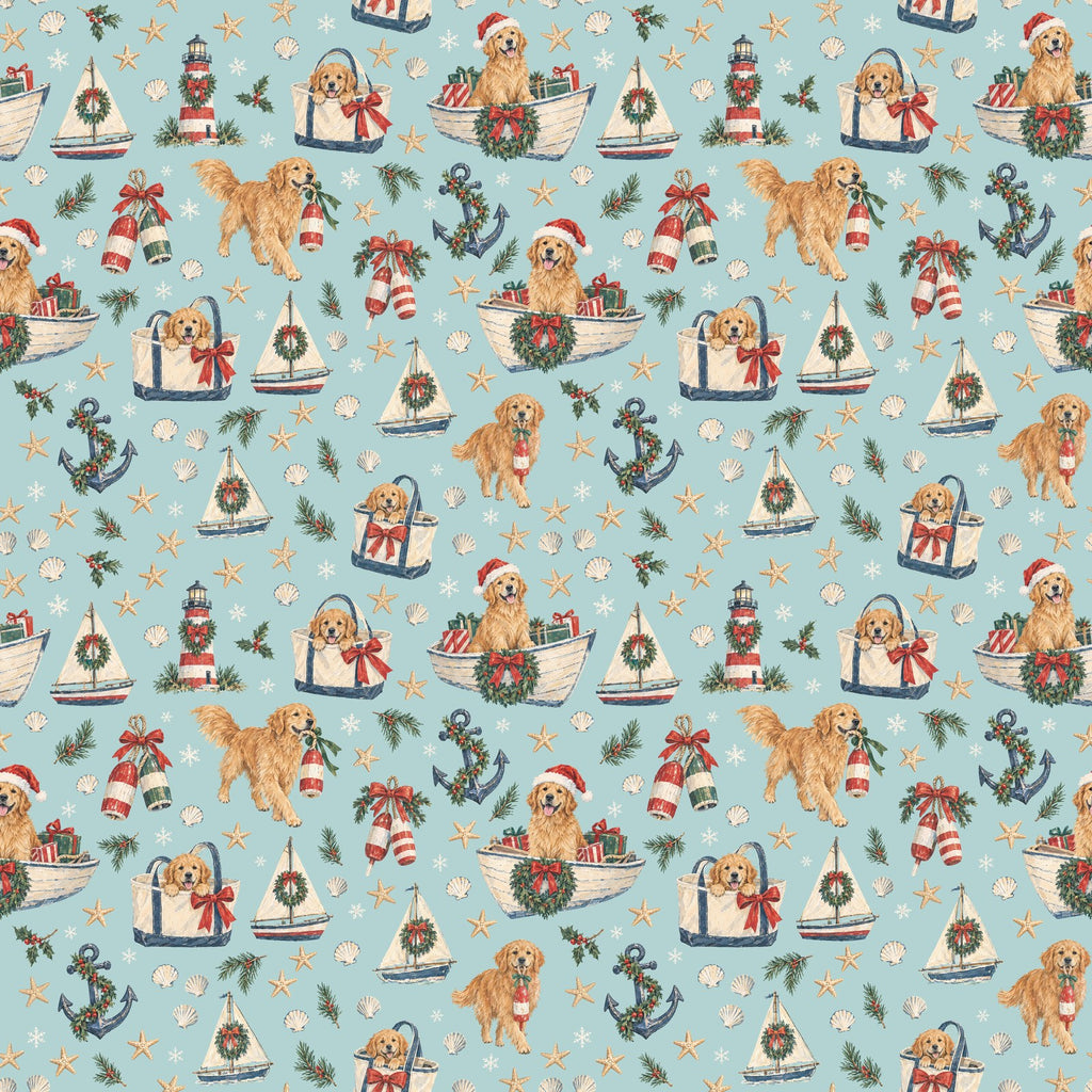 Holiday Harbor Wrapping Paper — the print, a 24 in square