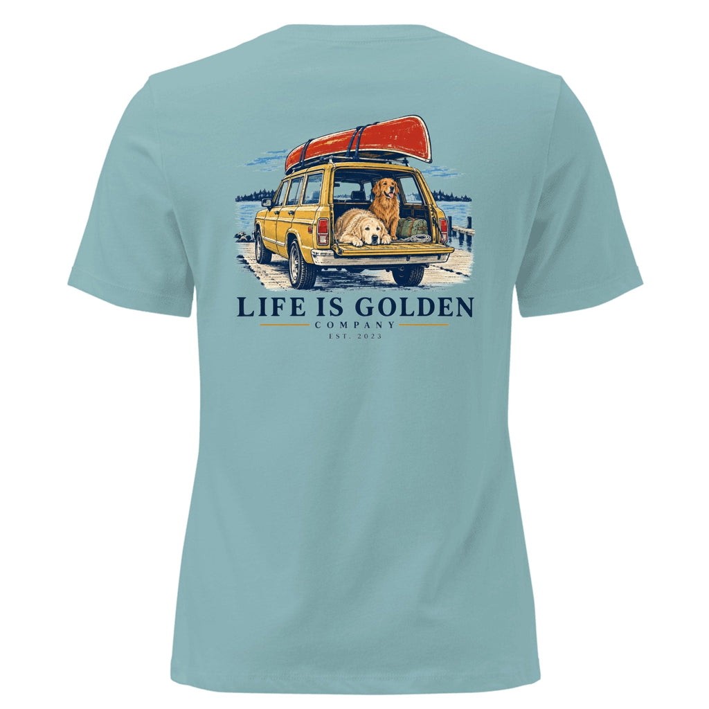 Wagon Weekend Women's Relaxed Tee — Heather Blue Lagoon