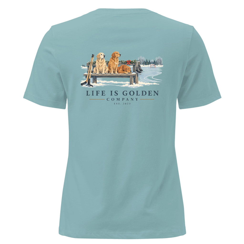 Benchwarmers Women's Relaxed Tee — Heather Blue Lagoon