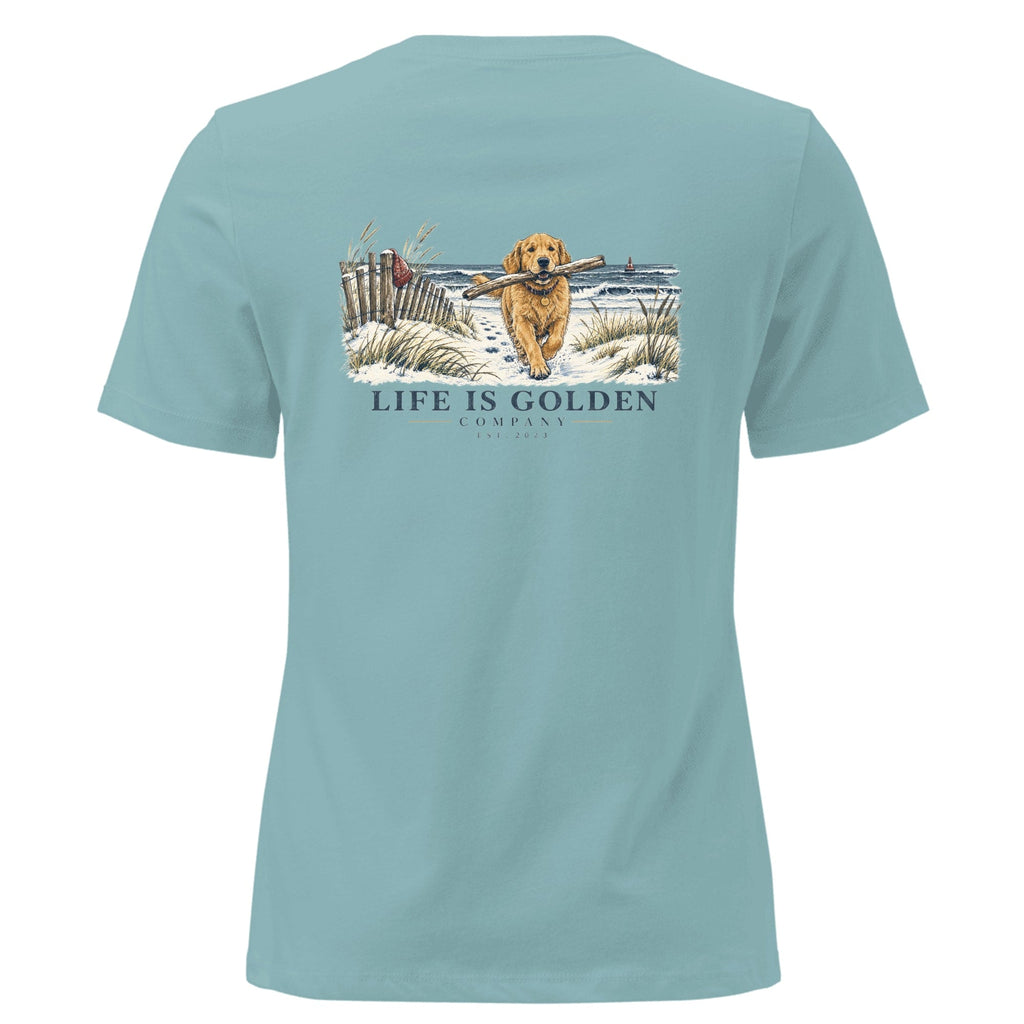 Driftwood Fetch Women's Relaxed Tee — Heather Blue Lagoon