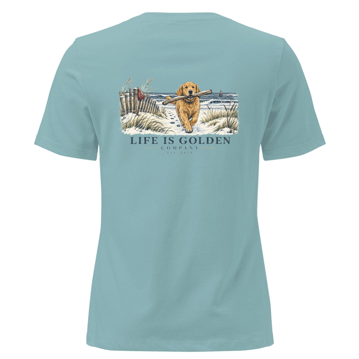 Driftwood Fetch Women's Relaxed Tee — Heather Blue Lagoon