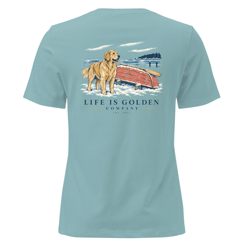 Winter Boat Yard Women's Relaxed Tee — Heather Blue Lagoon