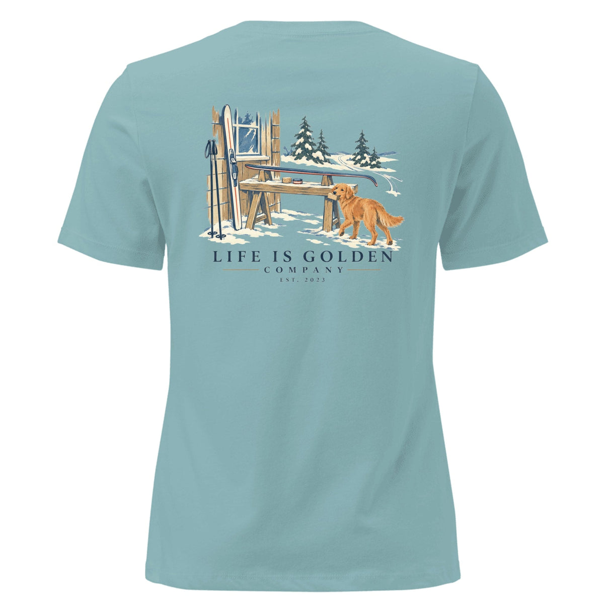 The Wax Bench Women's Relaxed Tee — Heather Blue Lagoon