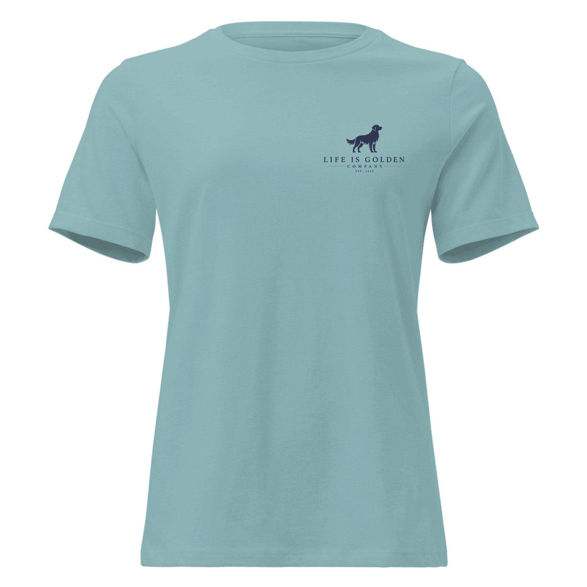 Driftwood Fetch Women's Relaxed Tee — Heather Blue Lagoon (front)