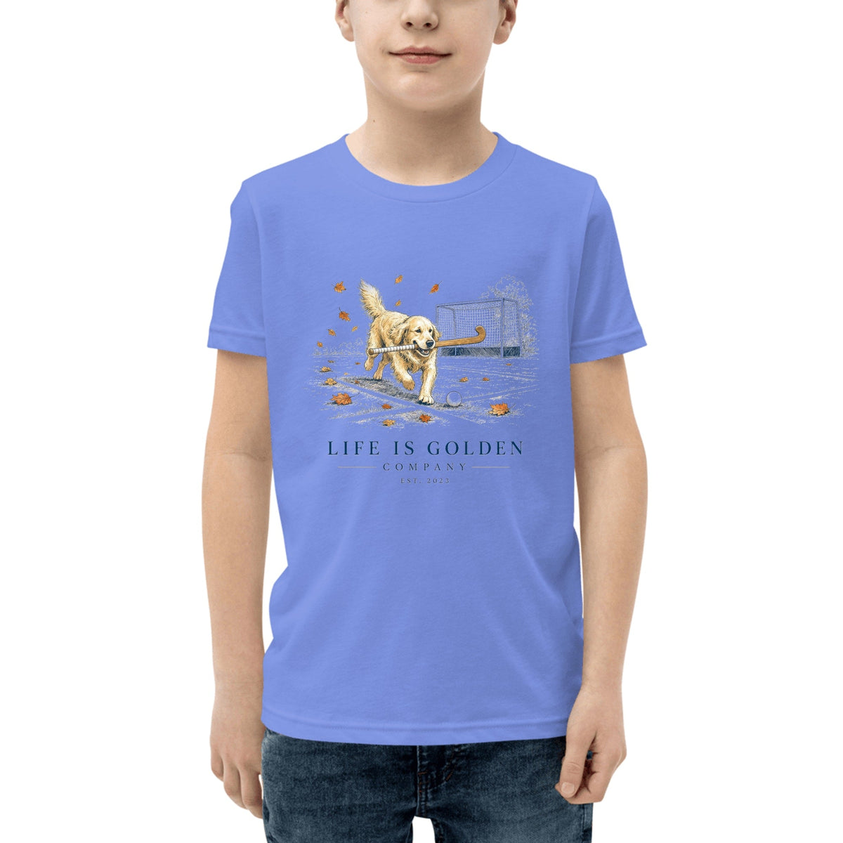 The Field Hockey Youth Tee — Heather Columbia Blue