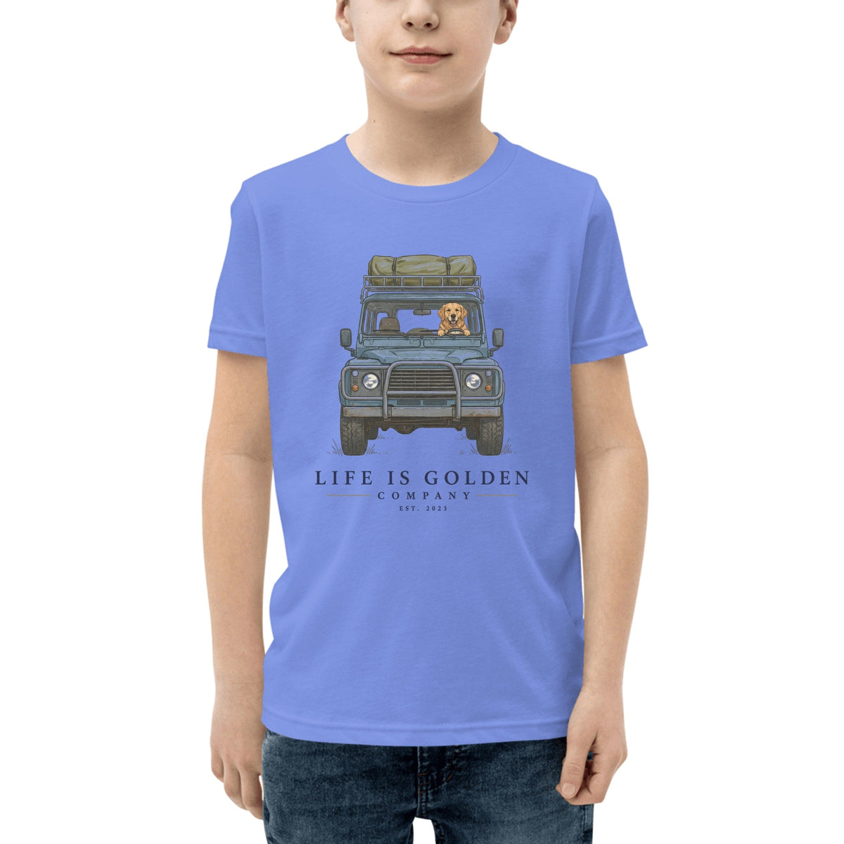 The Base Camp Youth Tee — Heather Columbia Blue