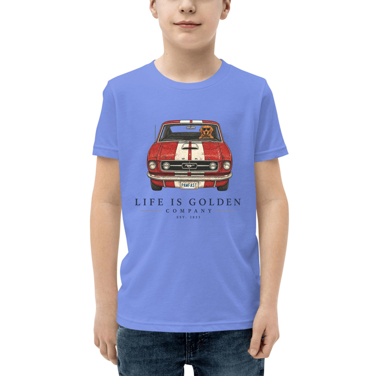The Pony Run Youth Tee — Heather Columbia Blue
