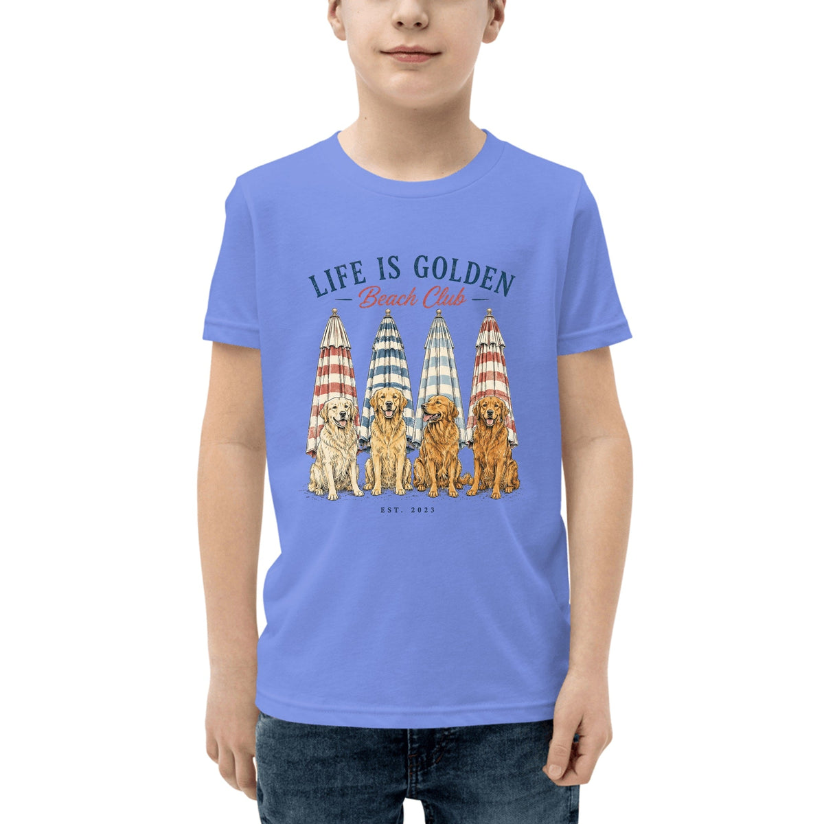 The Umbrella Line Youth Tee — Heather Columbia Blue