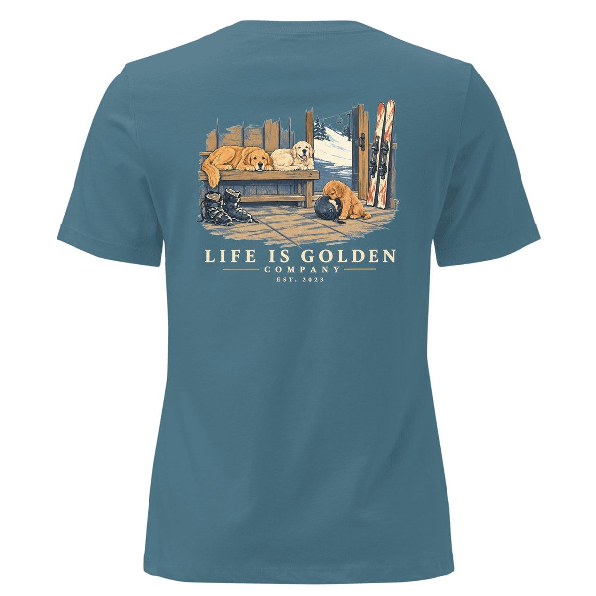 Last Run, Boots Off Women's Relaxed Tee — Heather Deep Teal