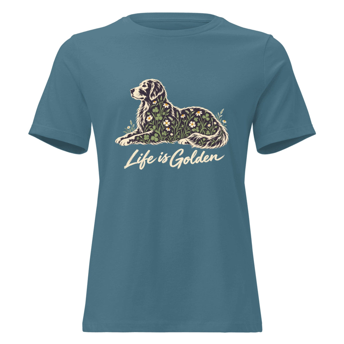 Wildflower Golden Women's Relaxed Tee — Heather Deep Teal