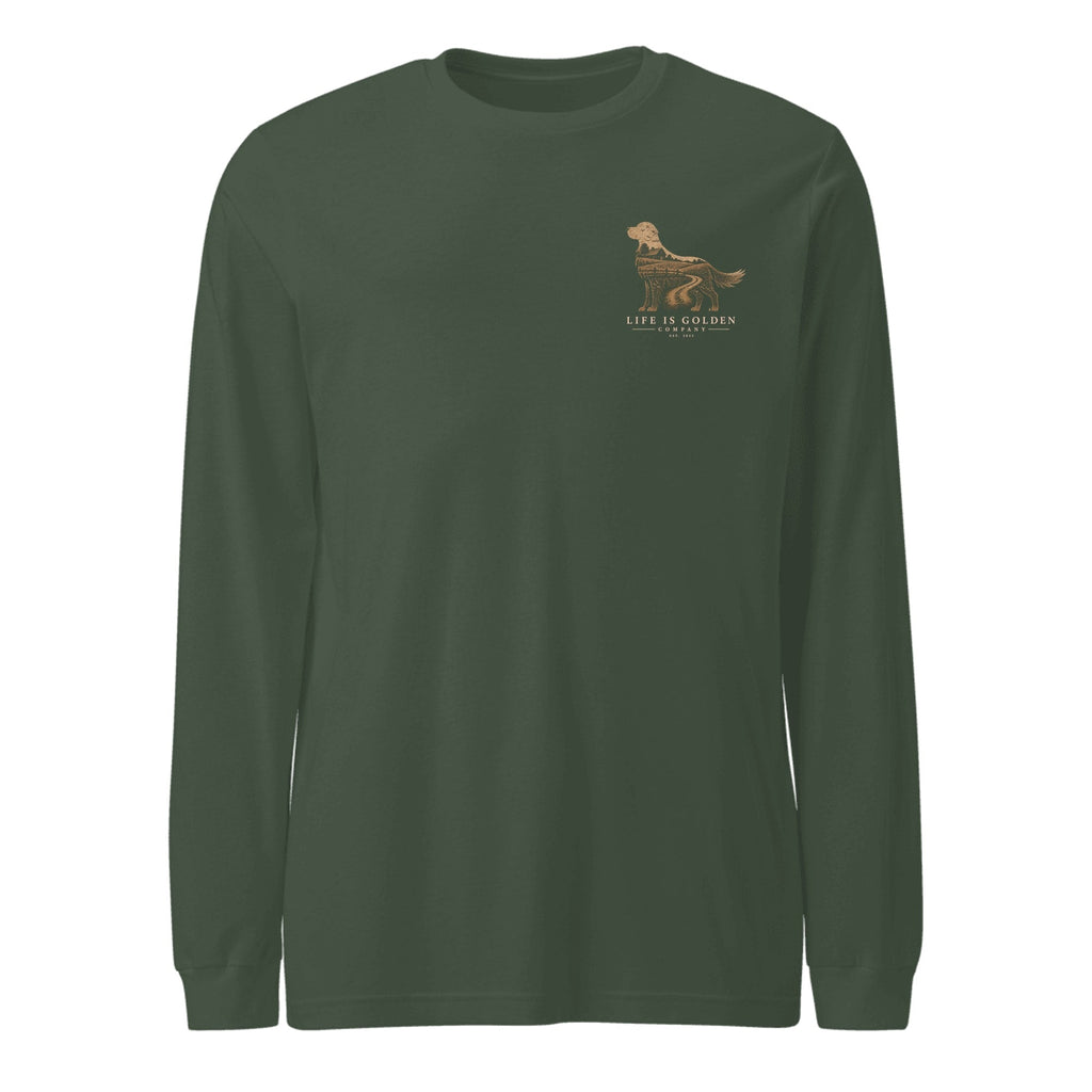 The Homestead Golden Long Sleeve — Heather Forest (front)