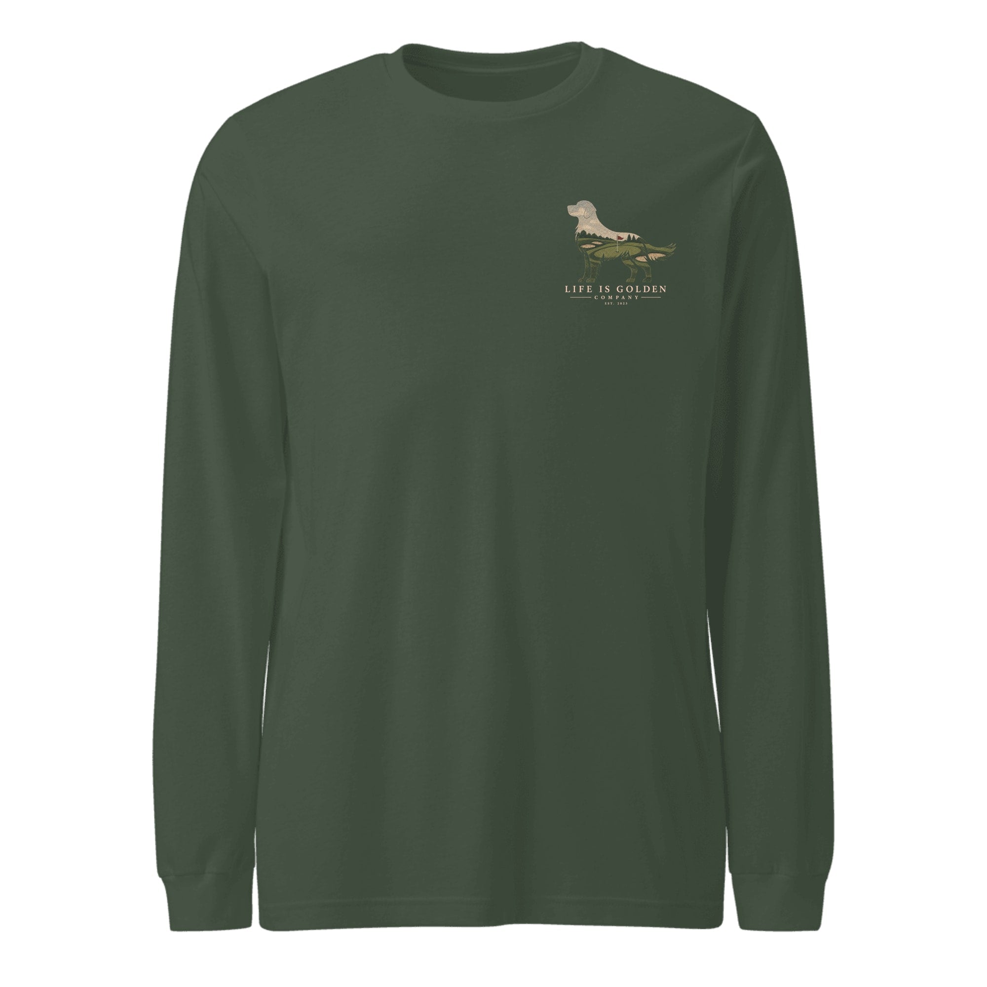 The Fairway Golden Long Sleeve — Heather Forest (front)