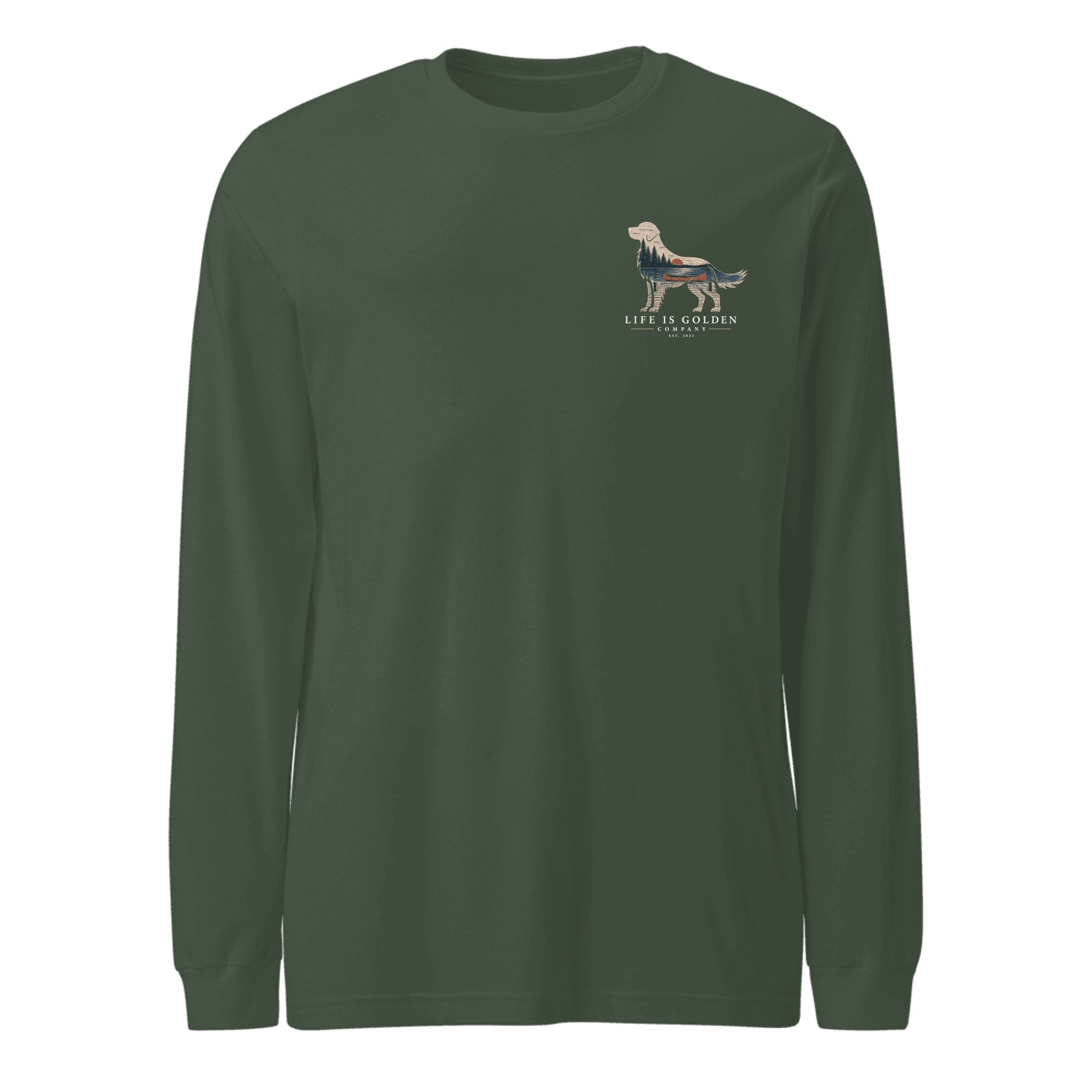 The Still Water Golden Long Sleeve — Heather Forest (front)