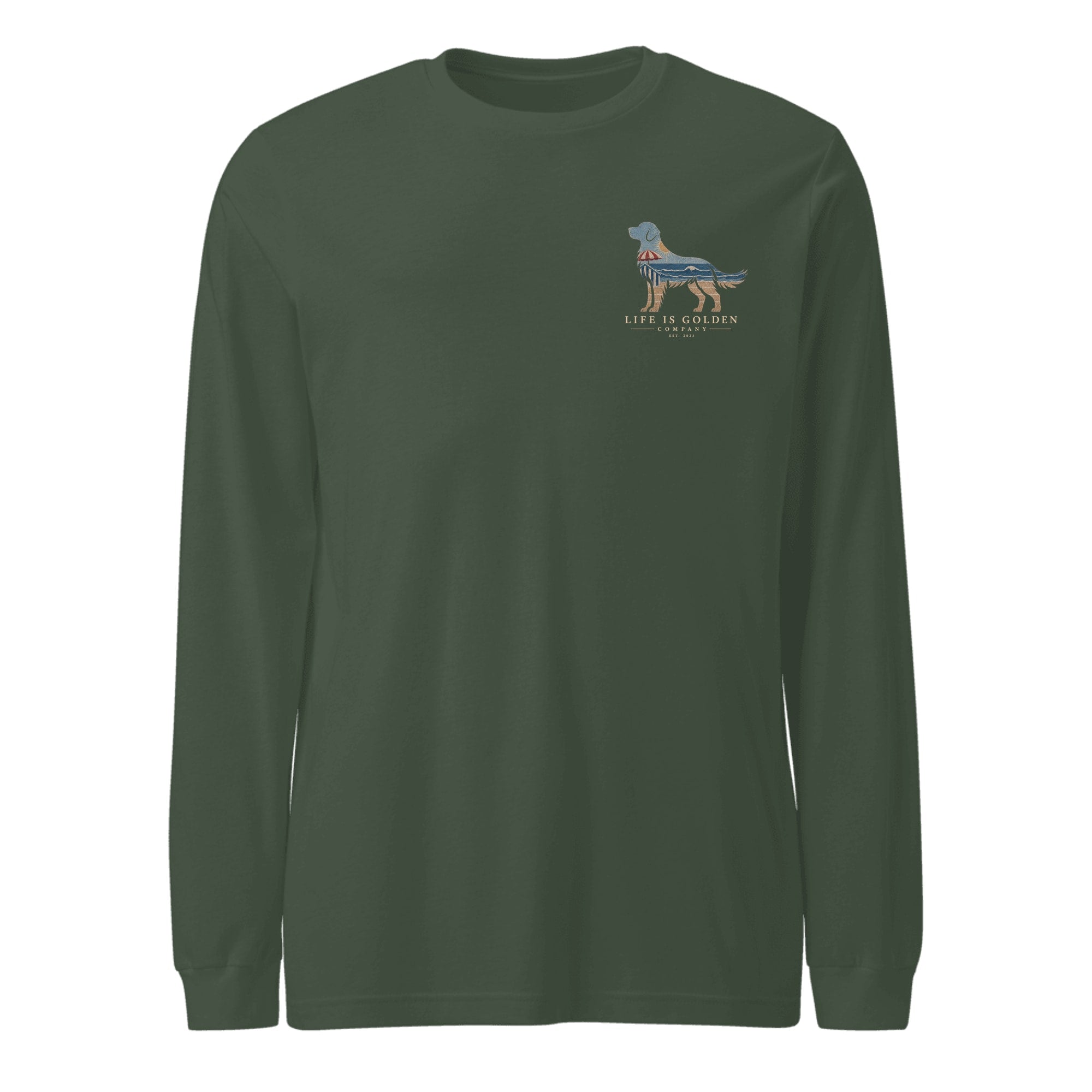 The Beach Day Golden Long Sleeve — Heather Forest (front)