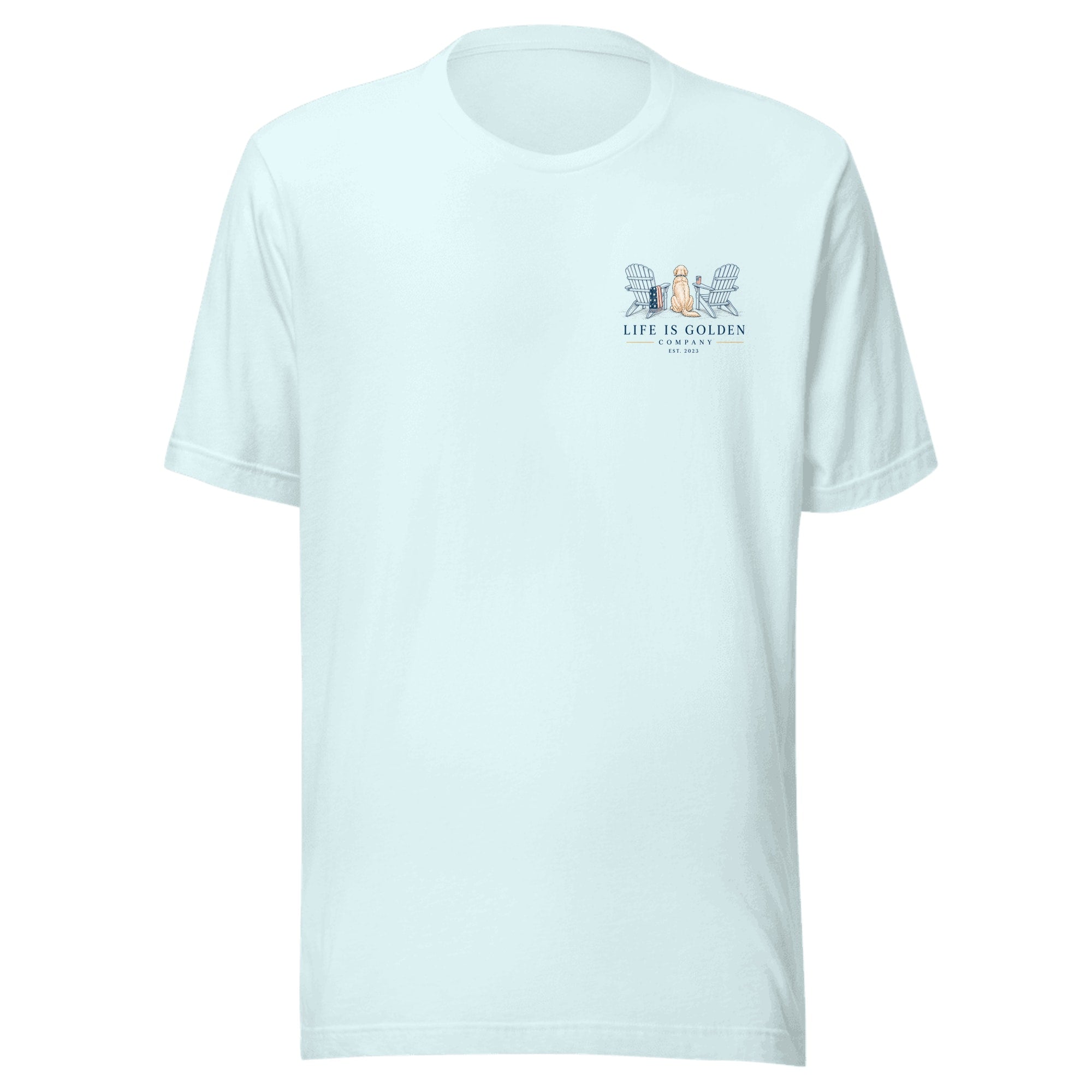 The Fireworks Watch Tee — Heather Ice Blue (front)