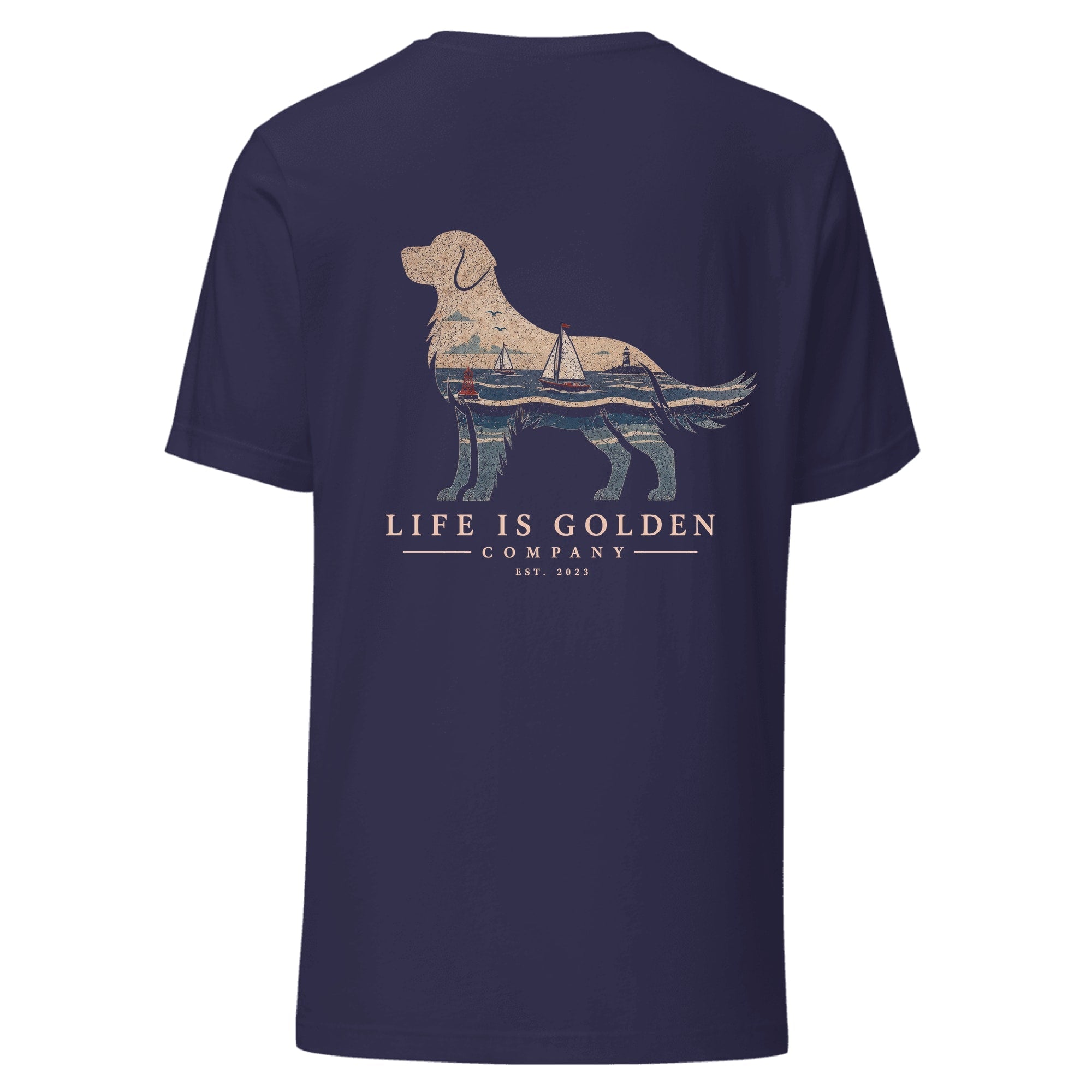 The Harborside Golden Tee — Heather Midnight Navy
